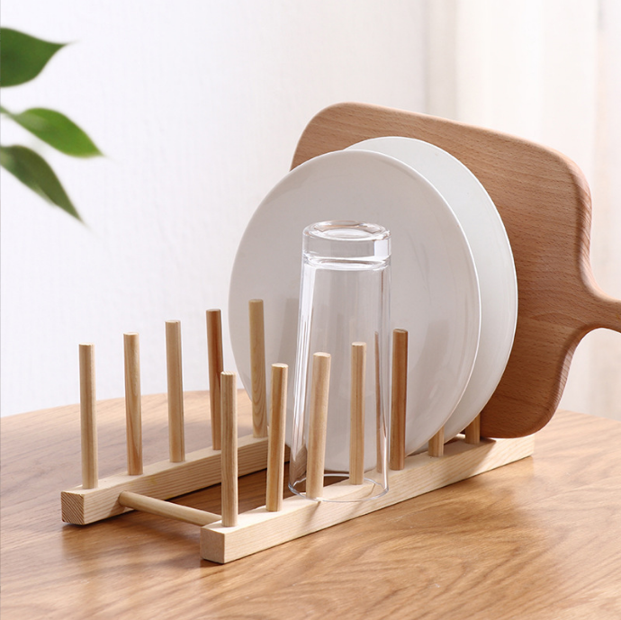 Dish Drainer Kitchen Plate Rack Kitchen Home Storage Organization Bamboo Collapsible Dish Drying Rack